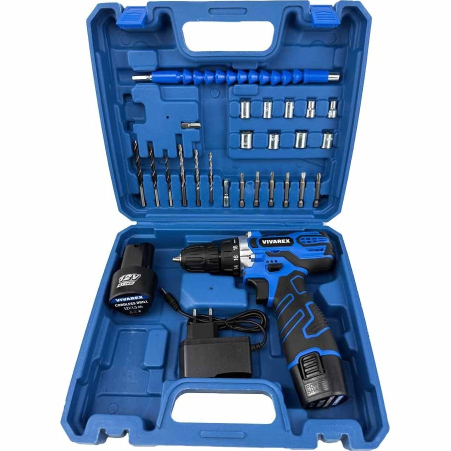 کیت دریل پیچ گوشتی شارژی ویوارکس 12 ولت  دو باتری مدل VR12V-2A